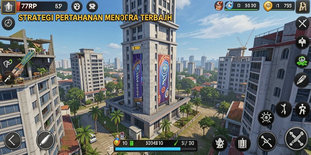 Gameplay seru dan menantang di 77RP Tower Defense.