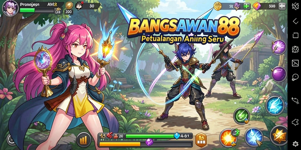 Tampilan gameplay seru BANGSAWAN88 saat pertarungan karakter.