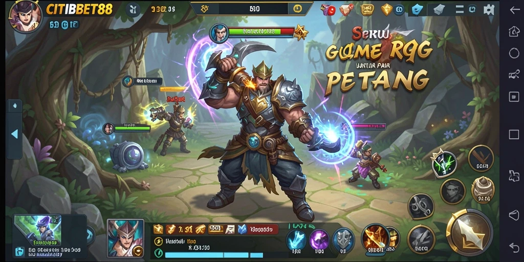 Screenshot gameplay CITIBET88 menampilkan aksi pertarungan seru dan karakter penuh warna.
