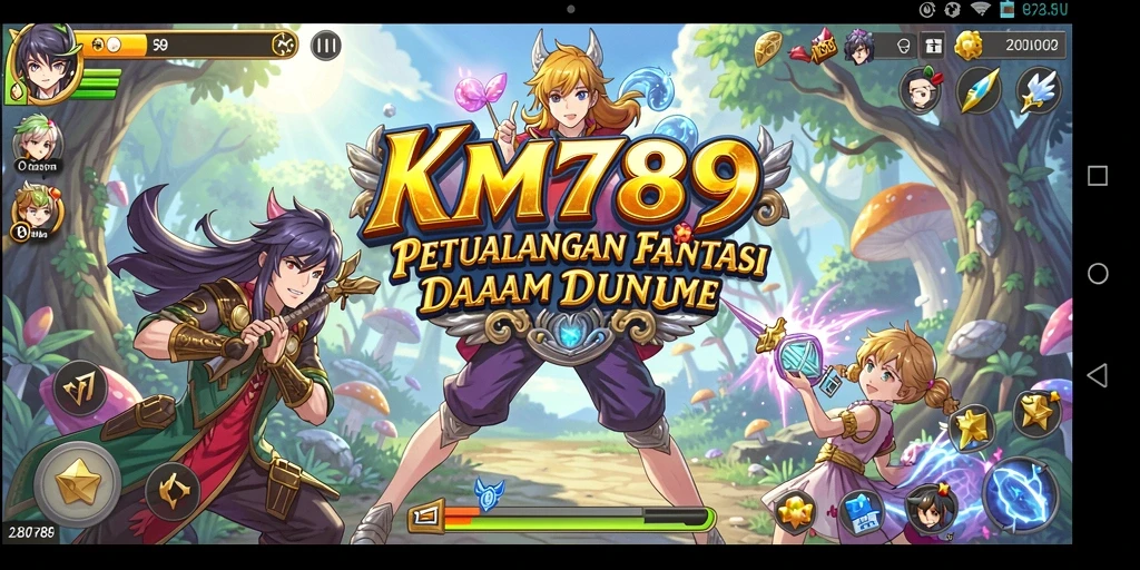 Tampilan gameplay yang menarik dengan karakter Anime berwarna-warni.