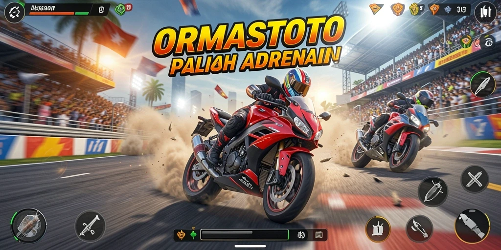 Tampilan seru gameplay balapan motor di ORMASTOTO.