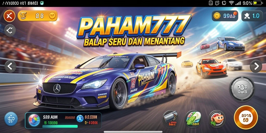 Tangkapan layar gameplay PAHAM777 dengan aksi balap mendebarkan.