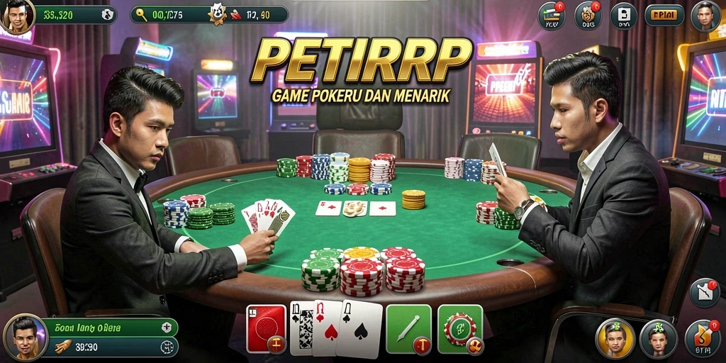 Screenshot gameplay PETIRRP menampilkan momen seru saat bermain poker.