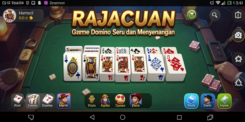 Screenshot gameplay RAJACUAN yang menampilkan pertarungan domino yang intens.