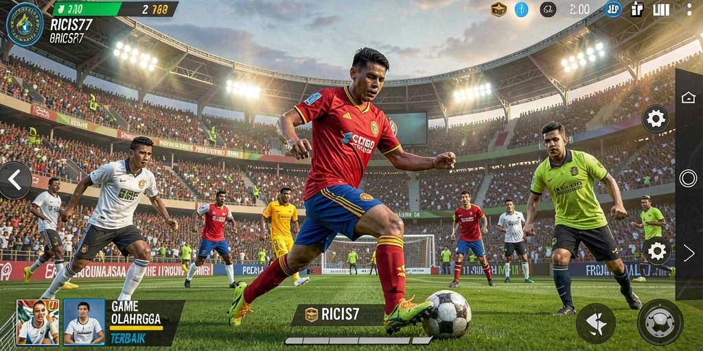 Screenshot RICIS77 menampilkan aksi gameplay seru dalam pertandingan olahraga.