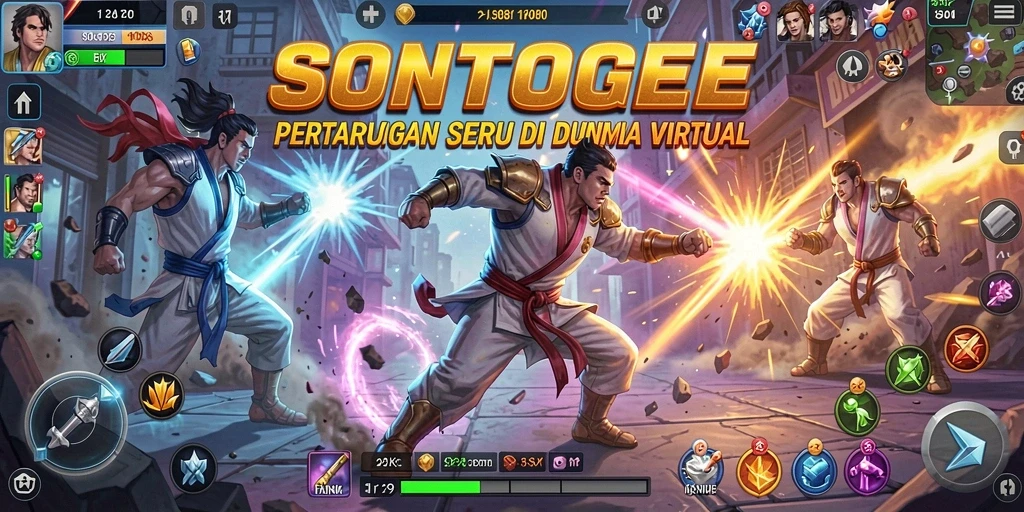 Tampilan screenshot gameplay pertarungan di SONTOGEL yang menegangkan.