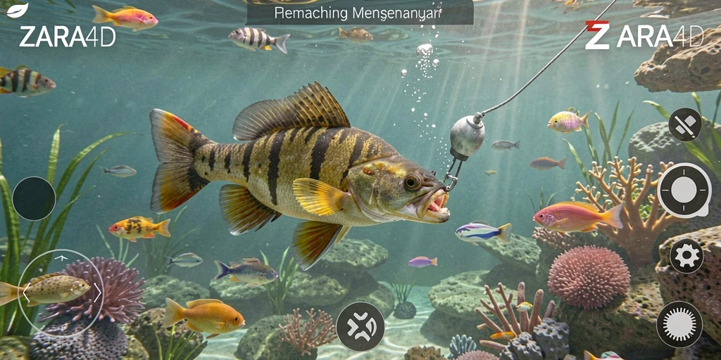 Tampilan gameplay menarik ZARA4D saat menangkap ikan.
